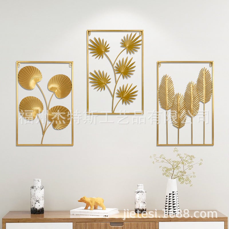 Modern Living Room Wall Decoration Iron Leaf Wall Hanging Sofa Tv Series Background Wall Entrance Room Wall Hanging - Image 3