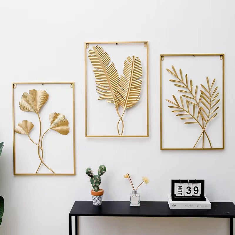 Modern Living Room Wall Decoration Iron Leaf Wall Hanging Sofa Tv Series Background Wall Entrance Room Wall Hanging - Image 4
