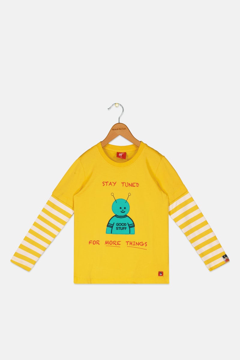 Hamleys Kids Boy Embroidered Long Sleeve Top, Mustard - Image 2