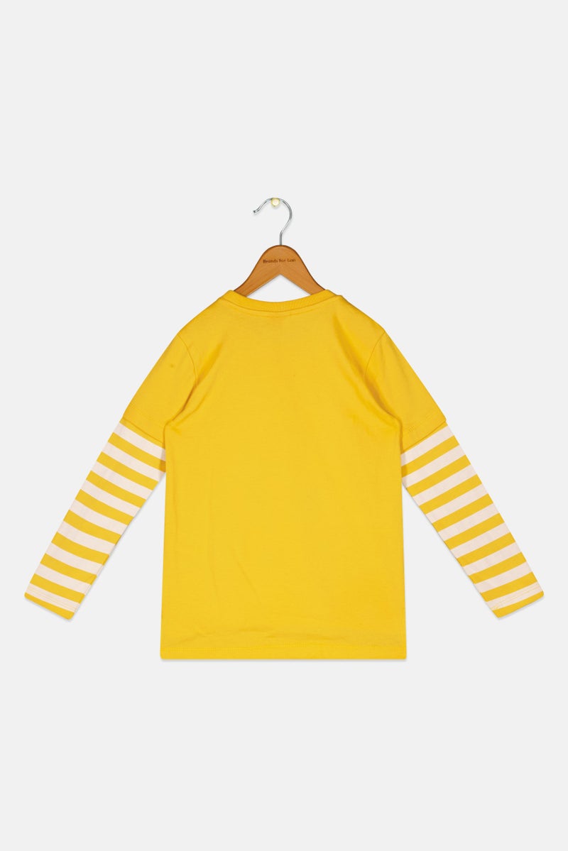 Hamleys Kids Boy Embroidered Long Sleeve Top, Mustard - Image 3