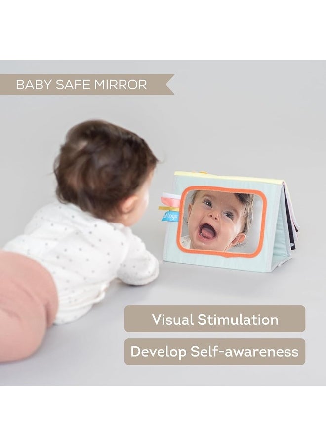 Taf Toys Taf Toys Savannah Infant Tummy-time Soft Crinkle Activity Book with Huge Baby Safe Mirror, 3D Activities, Textures and a Soft Baby Teether  - Image 3