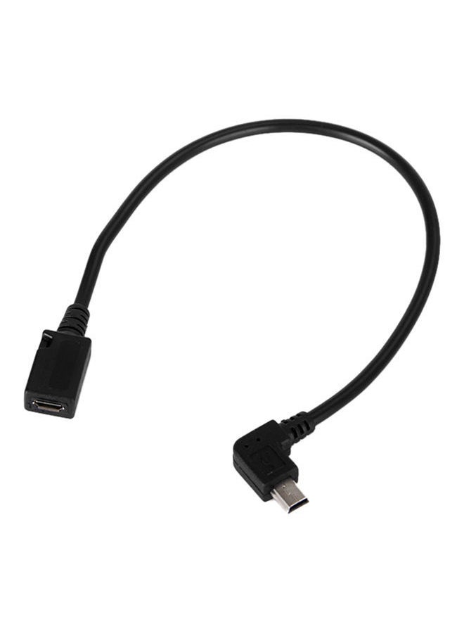 NIBEMINENT Right Angle 90 Degree Male Mini USB To Micro Female Extension Data Sync Charging Cord Black 