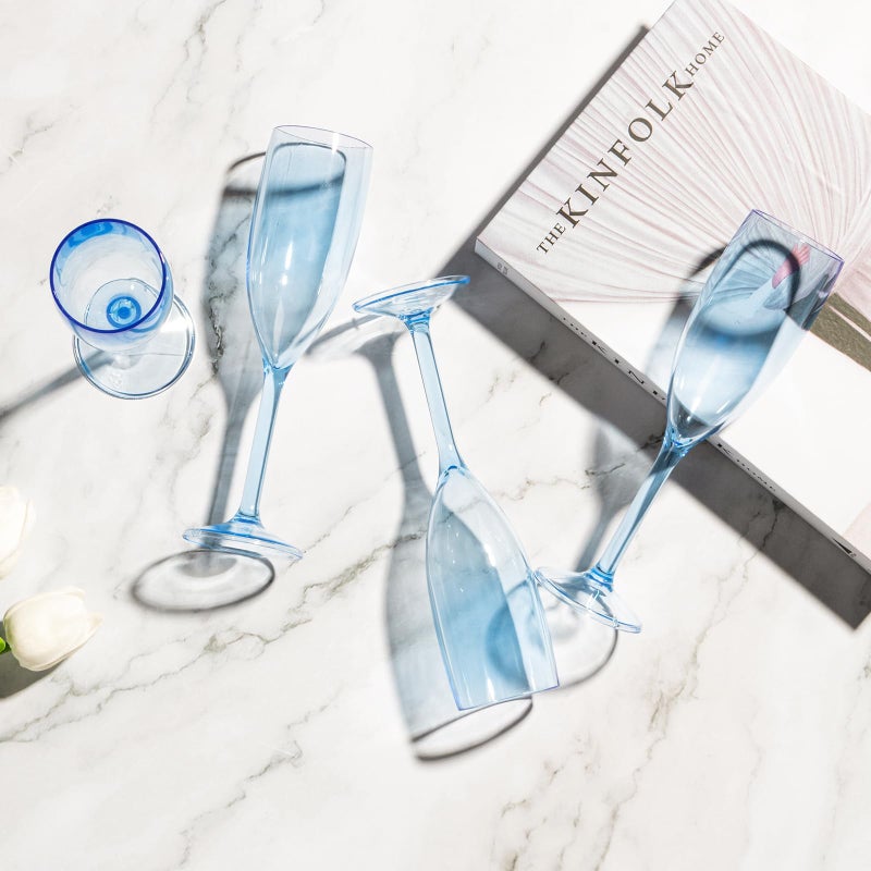 XUWAIDSGN 24 Pcs Reusable Champagne Flutes Plastic Wine Glasses Bulk Vintage Champagne Flutes Mimosa Bar Glasses Stemmed Drinking Cups 5.4OZ for Christmas Birthday Wedding Bride - Image 5
