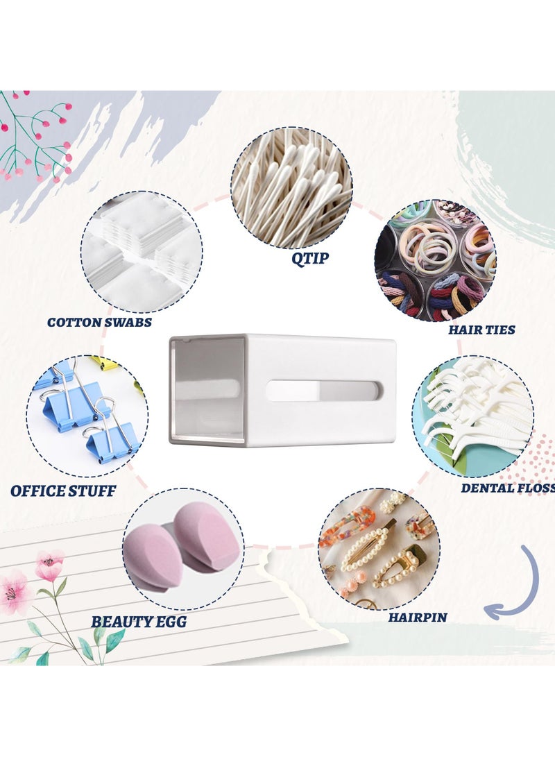 Excefore Qtip Holder Dispenser, Stackable Hair Accessories Organizer, Wall Mounted Cotton Ball Organizers,Bathroom Canisters Storage for Floss, Hairpin, Rubber Band, Clip (Set of 3)  - Image 2