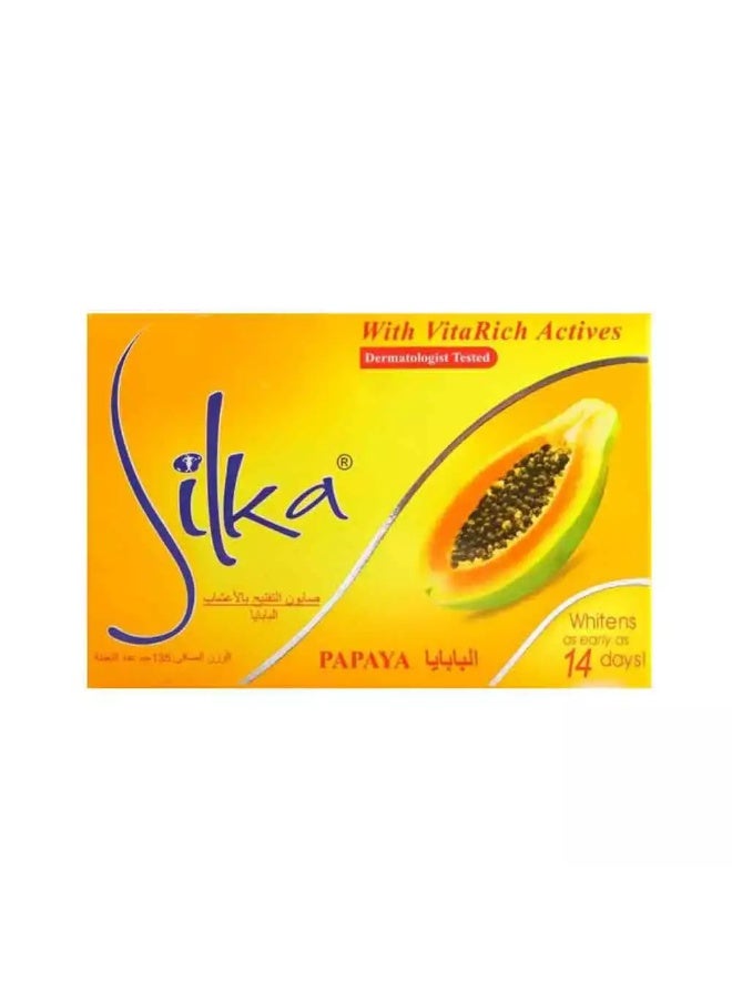 Silka Papaya Whitening Soap with Vita Rich Actives- 135gms - Image 1