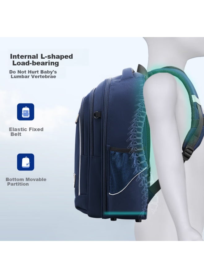 Oiwas Universe Series Children's Backpack Jd Self-operated 1-6 Grade Large Capacity Travel Backpack Load-reducing Spine Protection Gray Green - Image 3