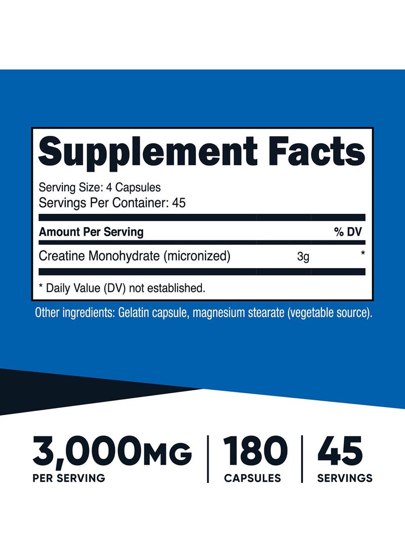 Nutricost كرياتين مونوهيدرات 3000 مجم 180 كبسولة - Image 2