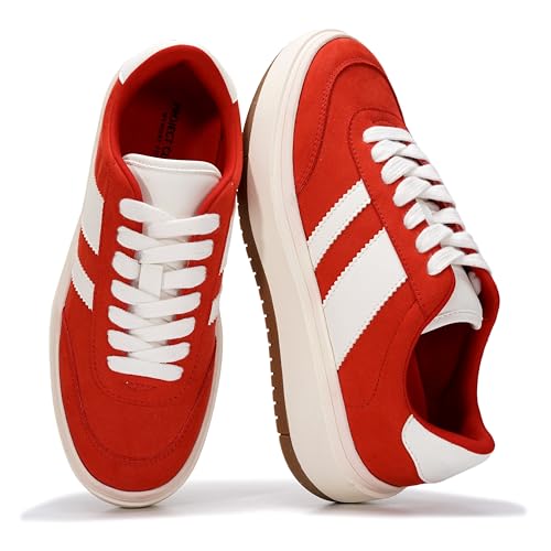 Project Cloud Platform Sneakers for Women - Lightweight Memory Foam Insole Womens Sneakers - Non-Slip Fashion Sneakers for Women Footwear - Women's Fashion Platform Shoes (Nita, Red, 7.5) - Image 1