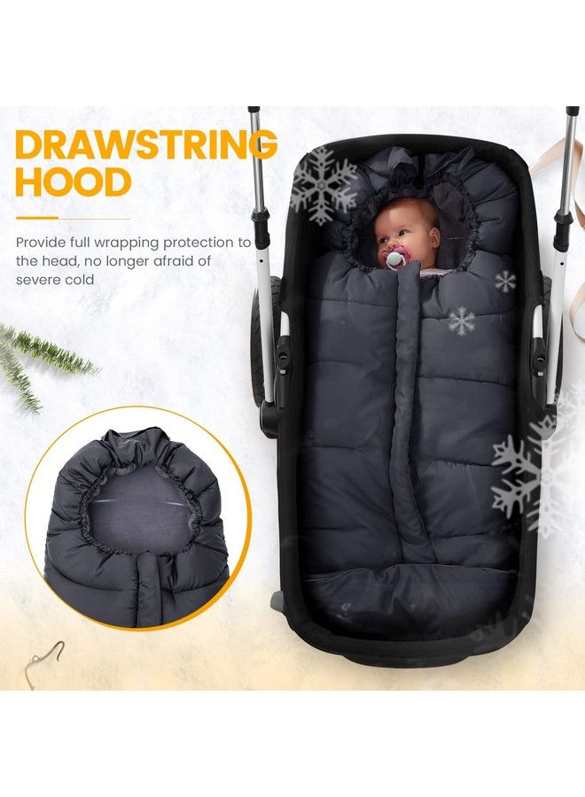 Orzbow Universal Footmuff For Stroller Winter Warm Baby Stroller Bunting Bag Waterproof Windproof Warm Coral Fleece Lined For Toddler Stroller Sleeping Bag (Black) - Image 3