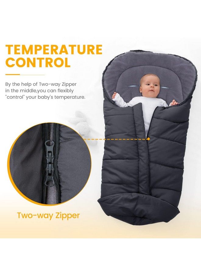 Orzbow Universal Footmuff For Stroller Winter Warm Baby Stroller Bunting Bag Waterproof Windproof Warm Coral Fleece Lined For Toddler Stroller Sleeping Bag (Black) - Image 4
