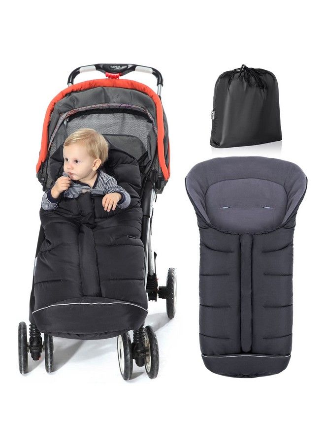 Orzbow Universal Footmuff For Stroller Winter Warm Baby Stroller Bunting Bag Waterproof Windproof Warm Coral Fleece Lined For Toddler Stroller Sleeping Bag (Black) - Image 2