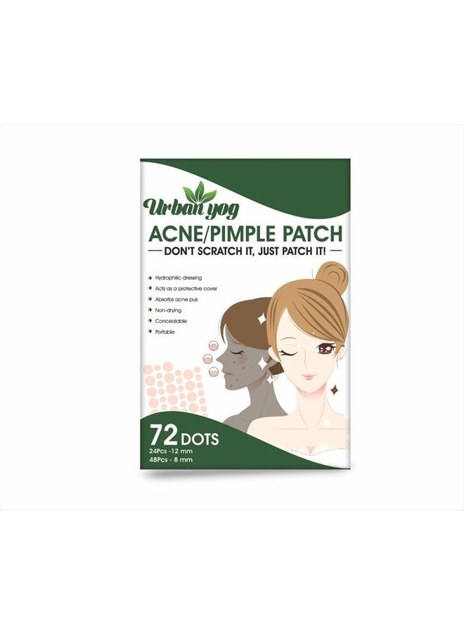 Urban yog - Acne Pimple Patch - Invisible Facial Stickers cover with 100% Hydrocolloid, Pimple Patches for Face (72 Dots) - Image 1