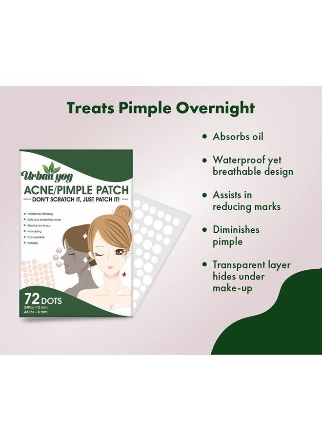 Urban yog - Acne Pimple Patch - Invisible Facial Stickers cover with 100% Hydrocolloid, Pimple Patches for Face (72 Dots) - Image 1