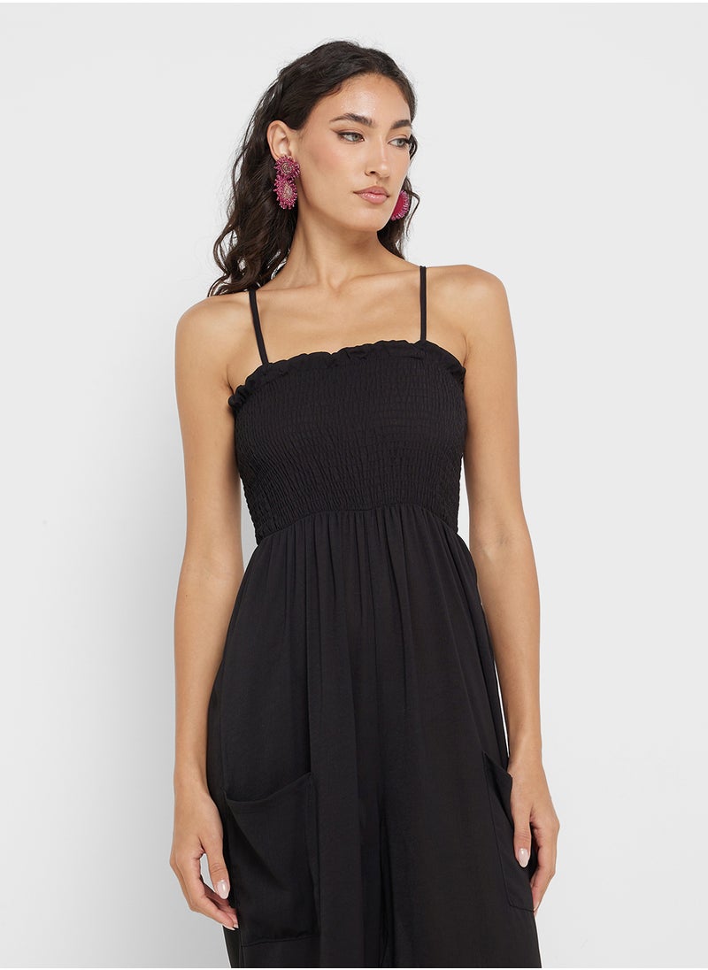 Ginger Cami Shirred Jumpsuit With Pockets  - Image 3