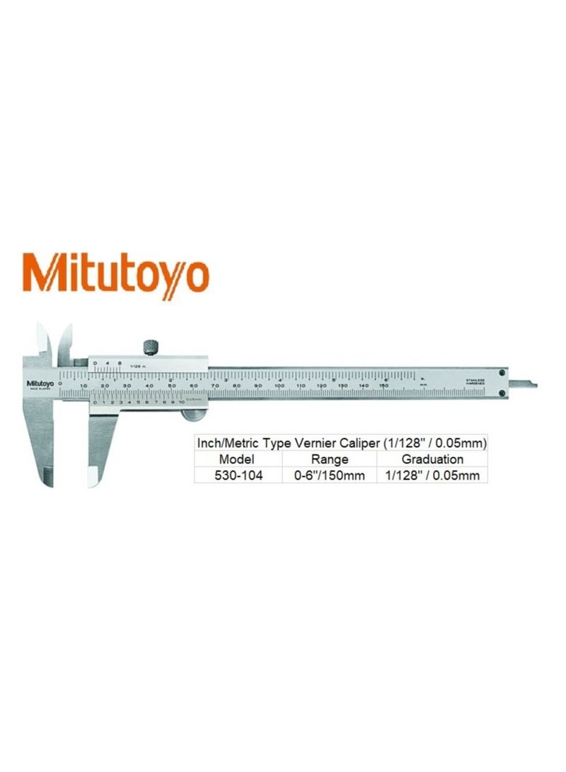 Mitutoyo  Vernier Caliper Stainless Steel 0-150mm Range -0.03mm Accuracy 0.02mm Resolution - Image 2