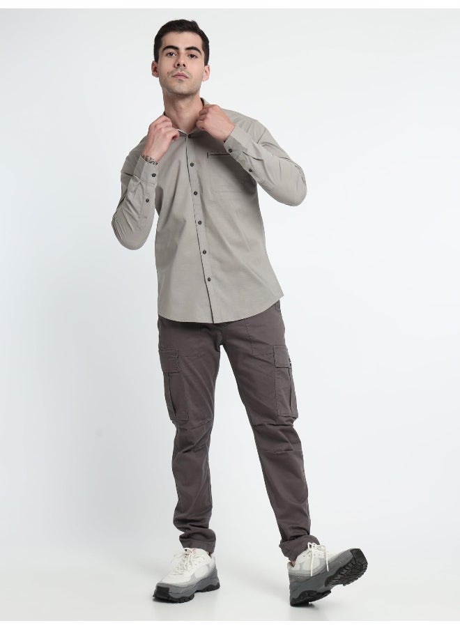 Beyoung Light Grey Linen Blend Shirt for Men  - Image 2