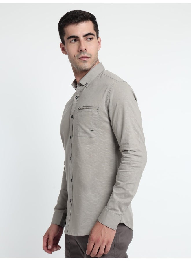 Beyoung Light Grey Linen Blend Shirt for Men  - Image 3