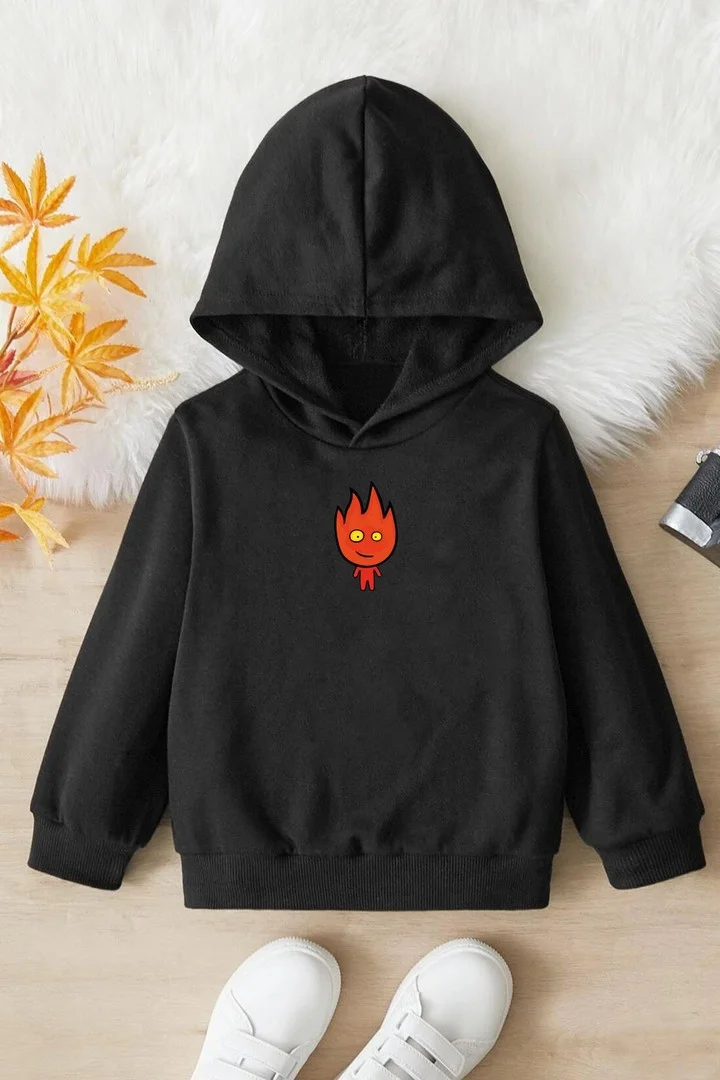 ONLYTRENDWEAR Childrens Fire Printed Sweatshirt 3-4 Years Old Black