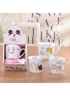 Generic Creative Ceramic Cup Opening Activities Gift Cartoon Coffee Cup Practical Cup Printed Logo Mug Small Gifts-Color:5201314-Capacity:101-200ml  - Image 3