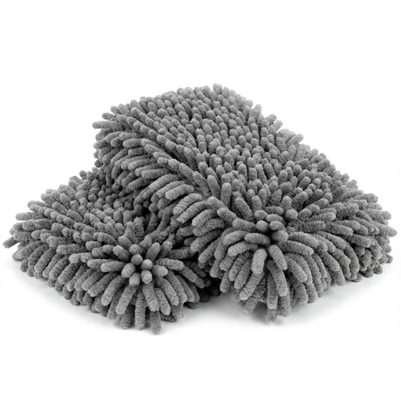 Rainflow Microfiber Cleaning Cloths for Cars 2 Pack Chenille Microfiber Wash Pads Gray Car Wash Pad for Gentle Cleaning of Cars Motorcycles BoatsSoft and Highly AbsorbentEasy to Clean and Reusable - Image 3