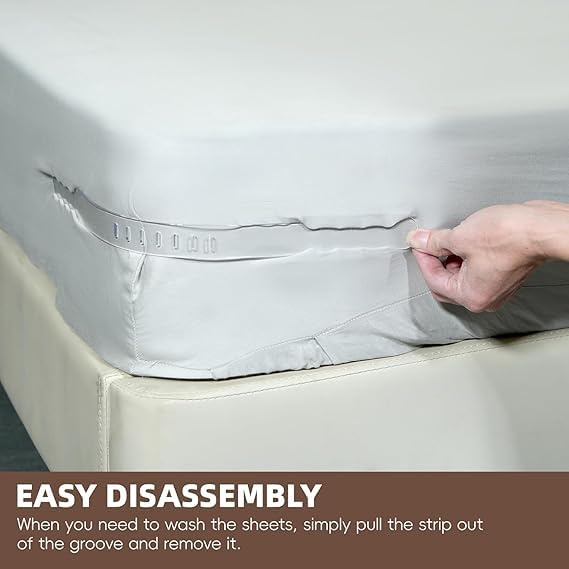 RONOSH RONOSH Bed Sheet Lock Holders, Keep Sheet Tight Heavy Dirty Bed Sheet Holder,Corner Fitted Bed Sheet Straps,Fit 5 Inch Up Mattress Size, Easy Installation[4Pic]  - Image 3