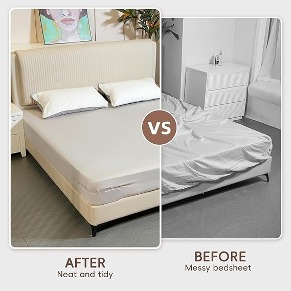 RONOSH RONOSH Bed Sheet Lock Holders, Keep Sheet Tight Heavy Dirty Bed Sheet Holder,Corner Fitted Bed Sheet Straps,Fit 5 Inch Up Mattress Size, Easy Installation[4Pic]  - Image 5