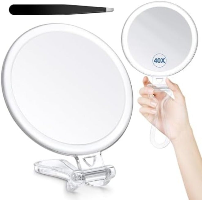 New store welfare 30X Magnifying Mirror, Hand Mirror with Handle, Double Sided Hand Mirror with 30X/1X Magnification, Travel Essential Portable Foldable Makeup Mirror for Precision  Makeup - Image 3