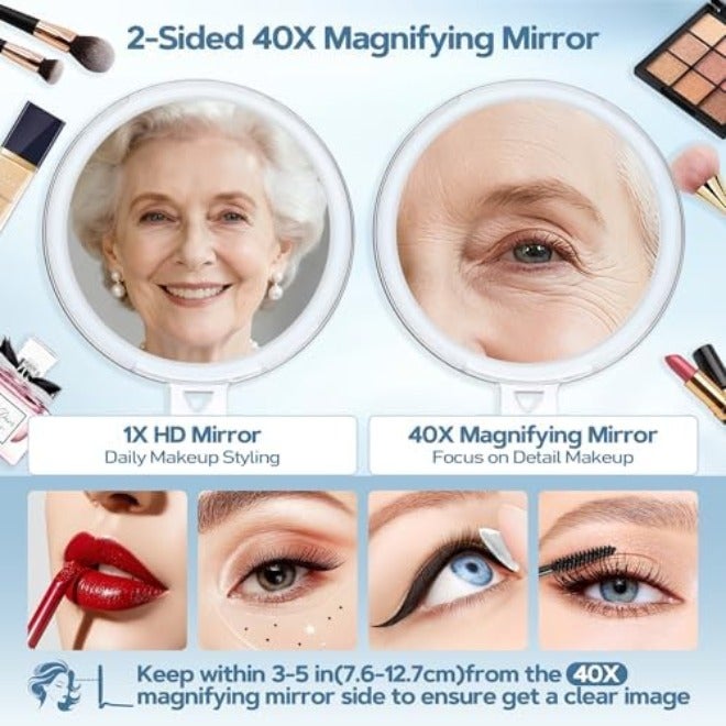 New store welfare 30X Magnifying Mirror, Hand Mirror with Handle, Double Sided Hand Mirror with 30X/1X Magnification, Travel Essential Portable Foldable Makeup Mirror for Precision  Makeup - Image 4