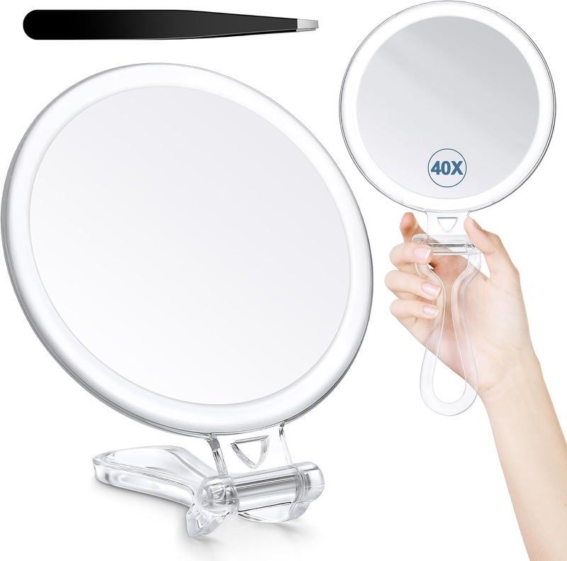 New store welfare 30X Magnifying Mirror, Hand Mirror with Handle, Double Sided Hand Mirror with 30X/1X Magnification, Travel Essential Portable Foldable Makeup Mirror for Precision  Makeup - Image 2