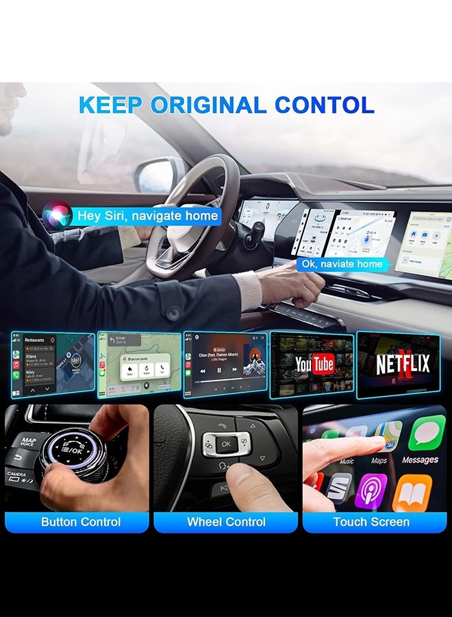 Digisand Wireless Carplay Adapter with YouTube, 2025 Carplay Wireless Adapter & Android Auto Wireless Dongle Easy to Setup,5GHz WiFi,Video Box Convert Wried to Wireless Car Play Stream to Your Car - Image 4