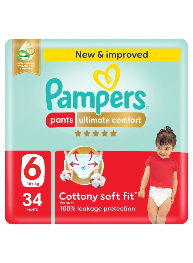 Pants Baby Diapers, Size 6, +16 Kg 34 Diapers