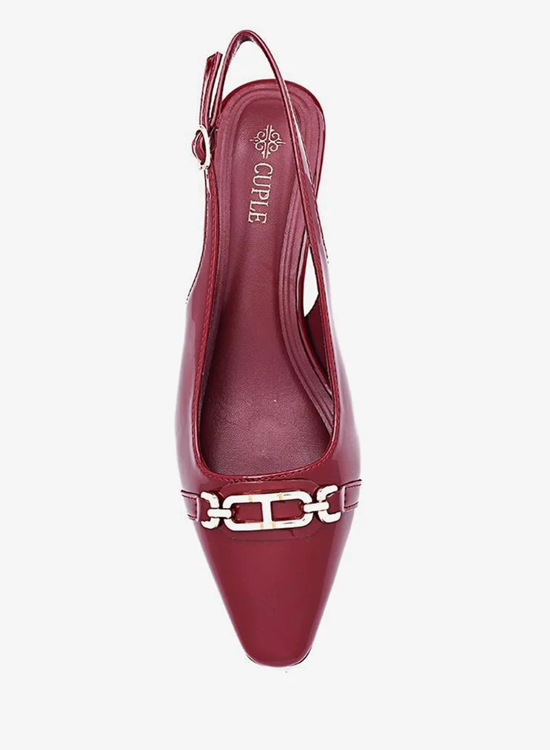 Cuple Maroon Women Pointed Toe Slingback Heels for Women | Best Price UAE