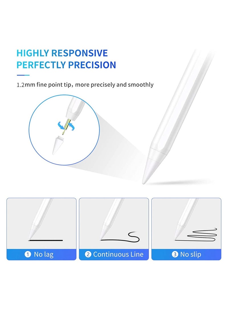TDOO Universal Stylus Pens (3-Pack) with High Sensitivity Disc & Fiber Tips, Magnetic Cap – Compatible with iPhone, iPad Pro/Mini/Air, Android, and Microsoft Tablets (White)  - Image 3