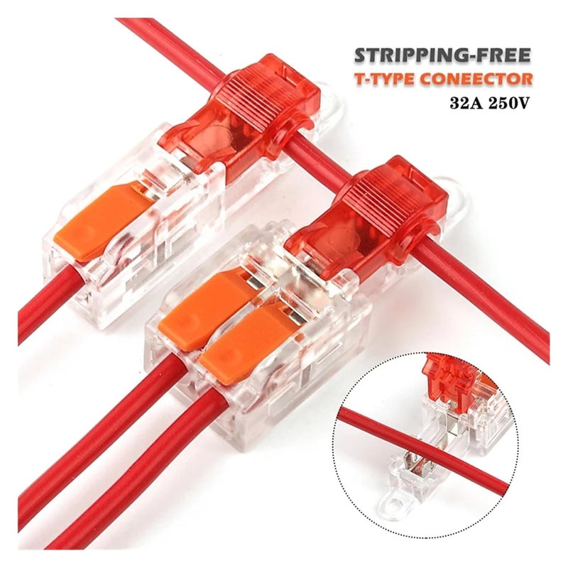T2 Yellow 10PCS Lever Wire Connector 32A T Type Stripping Free Junction Box - Image 3