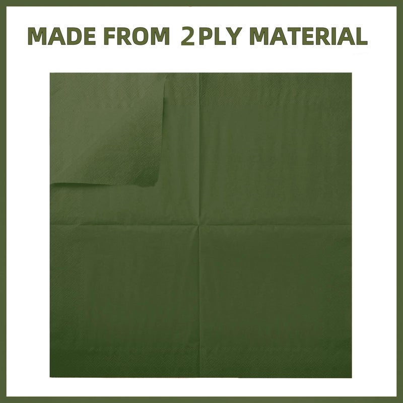 BEFORYOU 100 Pack Cocktail Napkin 2-Ply Dessert Napkins Folded 5 x 5 Inches Disposable Napkins for Dinner Wedding Birthday Party Bridal Anniversary Reception Event (100, Green) - Image 3