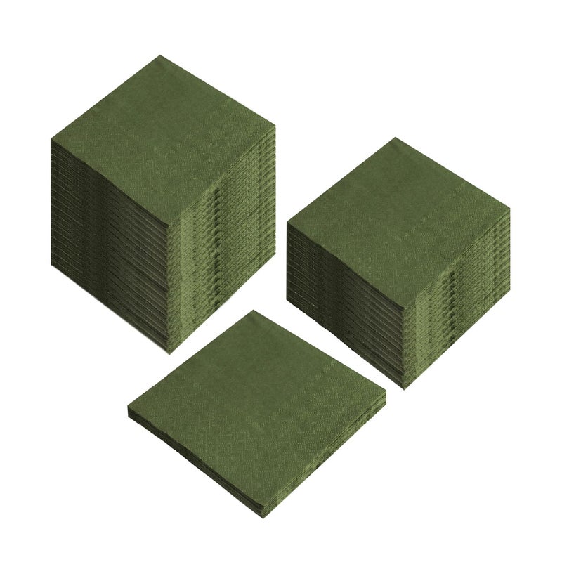 BEFORYOU 100 Pack Cocktail Napkin 2-Ply Dessert Napkins Folded 5 x 5 Inches Disposable Napkins for Dinner Wedding Birthday Party Bridal Anniversary Reception Event (100, Green) - Image 1