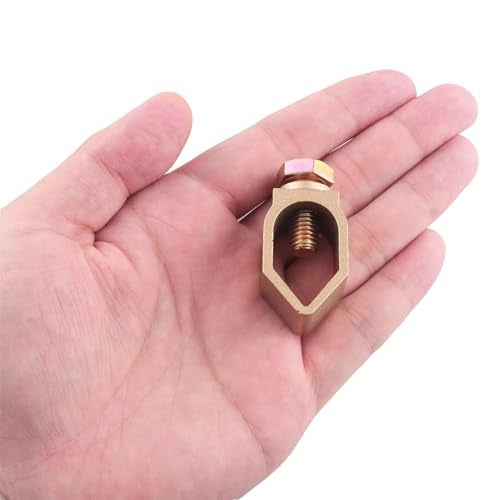WHYHKJ 2PCS Metal Ground Rod Clamp 5/8 inch U shaped Copper Lightning Rod Clamp Accessories Direct Burial for Electrical Grounding System Ground Rods Pipes Rebars Gold - Image 4