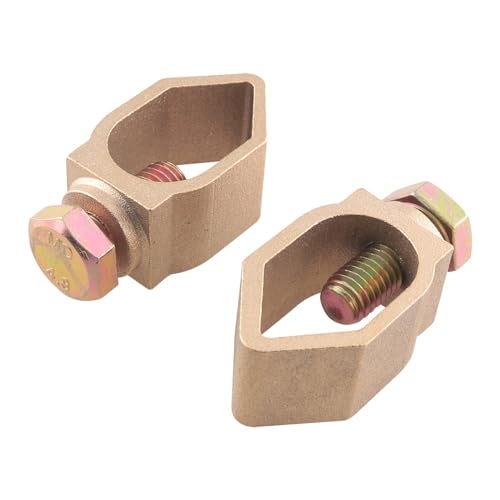WHYHKJ 2PCS Metal Ground Rod Clamp 5/8 inch U shaped Copper Lightning Rod Clamp Accessories Direct Burial for Electrical Grounding System Ground Rods Pipes Rebars Gold - Image 3