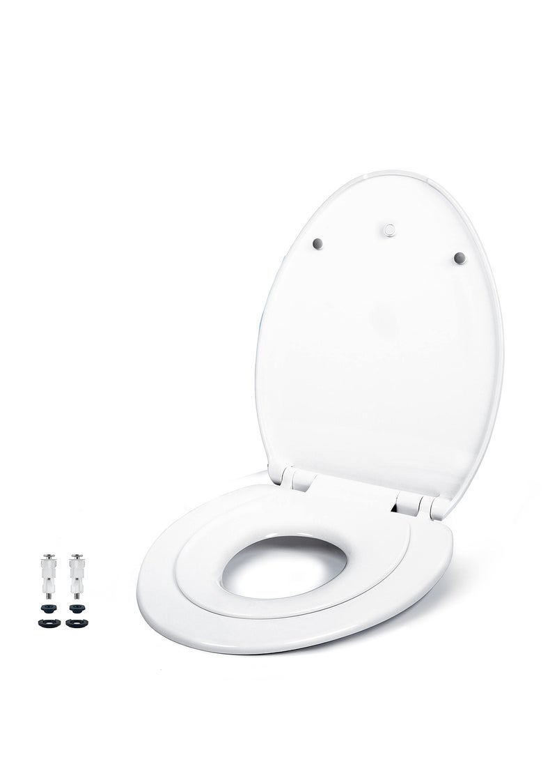 SYOSI - 2-in-1 Elongated Toilet Seat - Soft Close & Easy Clean - Built-In Toddler Seat for Potty Training - Little to Big Toilet Seat Attachment, Universal Toilet Seat, Dual Purpose Slow Drop Toilet Cover - Image 1