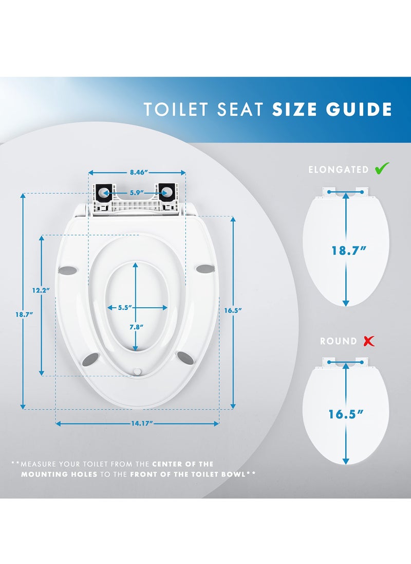 SYOSI - 2-in-1 Elongated Toilet Seat - Soft Close & Easy Clean - Built-In Toddler Seat for Potty Training - Little to Big Toilet Seat Attachment, Universal Toilet Seat, Dual Purpose Slow Drop Toilet Cover - Image 1