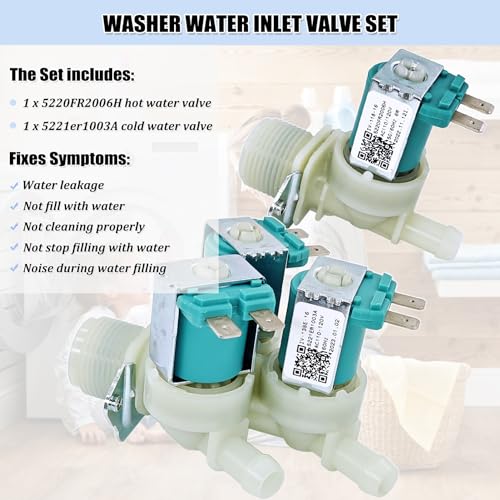 eHuangTools 5221ER1003A & 5220FR2006H Washer Water Inlet Valve Set, Washing Machine Water Valve Assembly Replacement Parts 5221ER1003C 5220FR2006L AP4441935 AP4442608 PS3527452 - Image 2