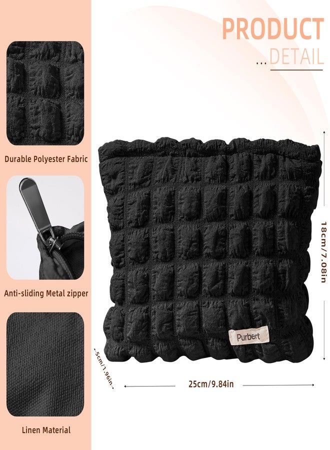 Purbert Makeup Bag, Bubble Cloud Travel Cosmetic Bag Organizer, Large Capacity Toiletry Make Up Bags with Zipper for Women and Girls, Black - Image 3
