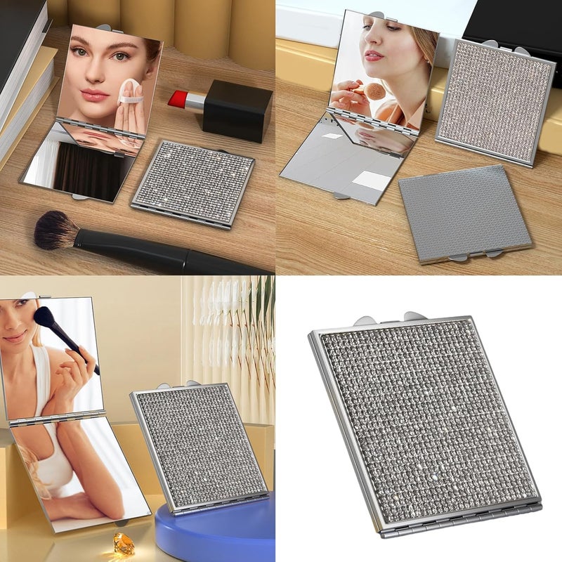 Sparkling Pocket Mirrour Compact Vanity Travel Makeup Double Sided Cosmetic Compact Double Sided Cosmetic - Image 2