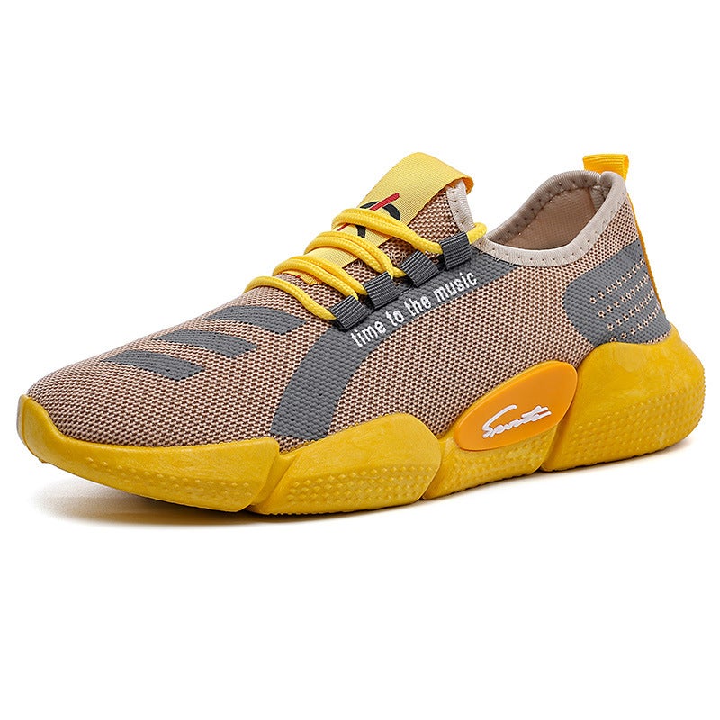 New Mens Knit Sneakers Trendy Casual Sports Shoes YD [Yellow]] 