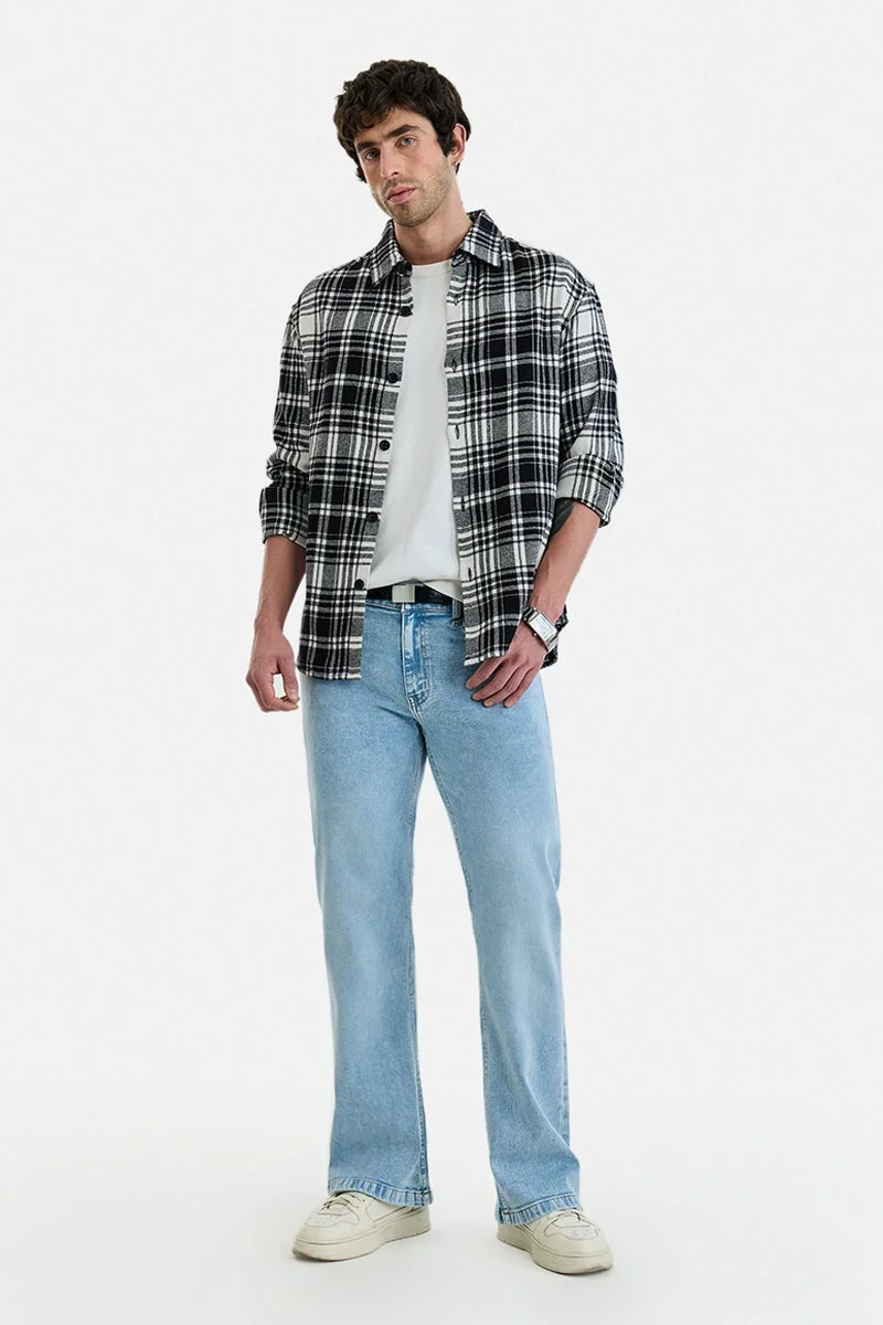 سنيتش 100% Cotton Plaid Relaxed Fit Shirt