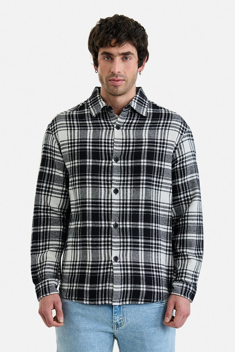 سنيتش 100% Cotton Plaid Relaxed Fit Shirt