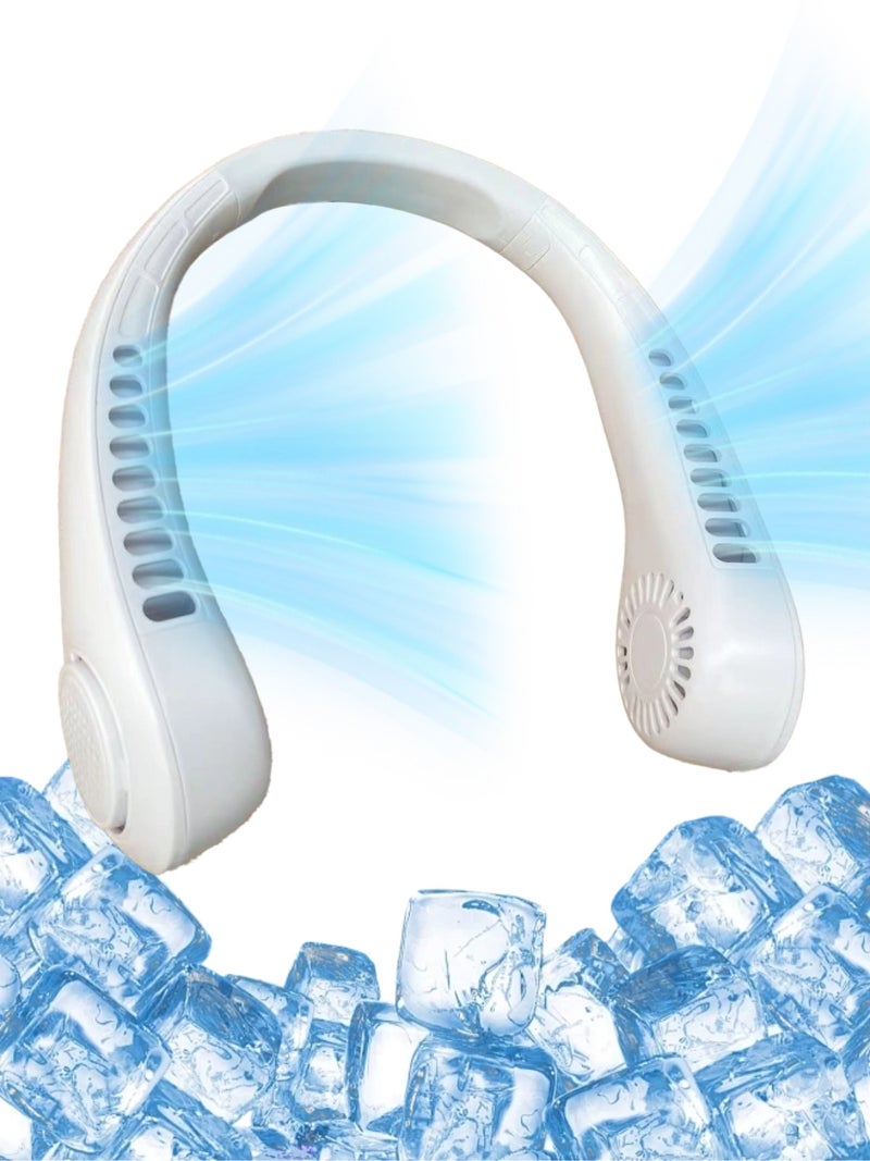 Neck portable fan usb charging suitable for sports travel outdoor indoor white - Image 1
