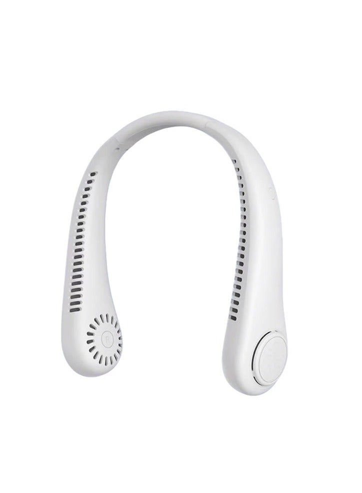 Neck portable fan usb charging suitable for sports travel outdoor indoor white - Image 3