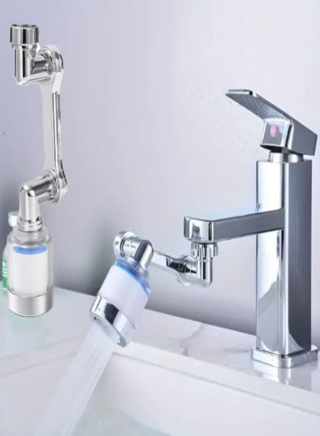 Generic 65477 Rotatable Water Pipe Head, Rotary Faucet Extension with Built-in Filter for Kitchen & Bathroom, 720-Degree Rotation, Brushed Finish