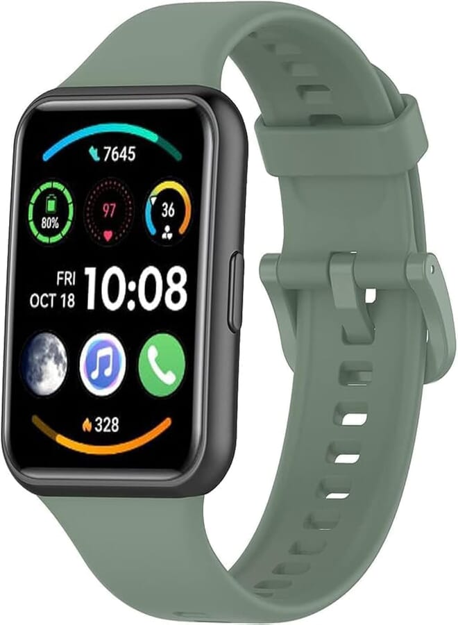 Next store Silicone Band Compatible with Huawei Watch Fit 2, Waterproof Breathable Silicone Sport Replacement Strap for Men Women, Replacement Strap for Huawei Watch Fit 2 (Green)